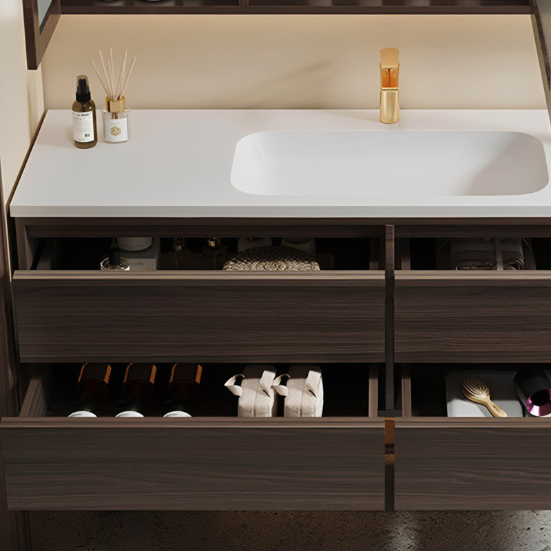 Armoire de salle de bain moderne et luxueuse, H 21,7 po x l 55,1 po x P 21,7 po, Marron foncé