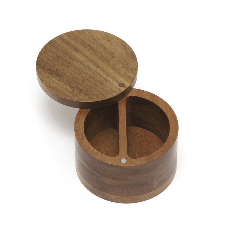 Bac à sel en acacia avec couvercle pivotant