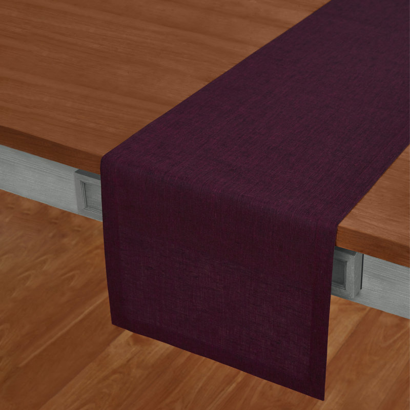 100% Pure Linen Table Runner - Athena, 108" x 14", Chambray Burgundy