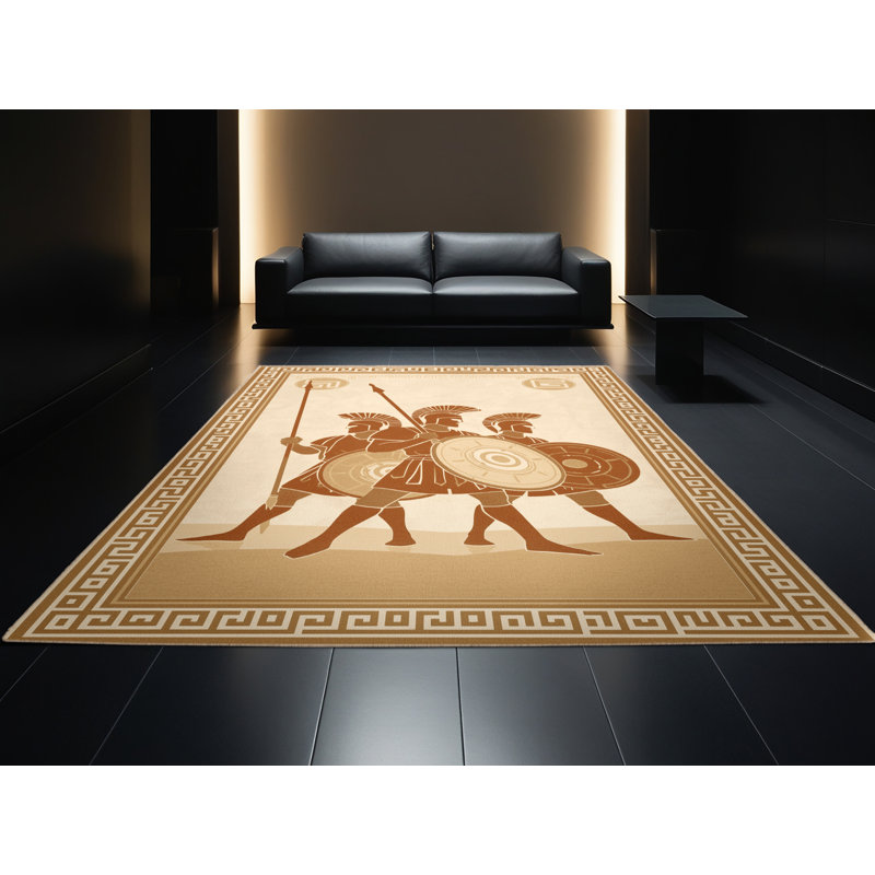 Soft Plush Dupree Battle Thermopylae Classic Oriental Area Rug in Beige – Beige Binding, 2x4