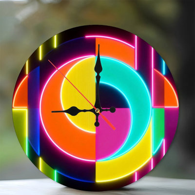 Horloge murale ronde en bois 10 po, mouvement à quartz silencieux, imprimé UV, à piles