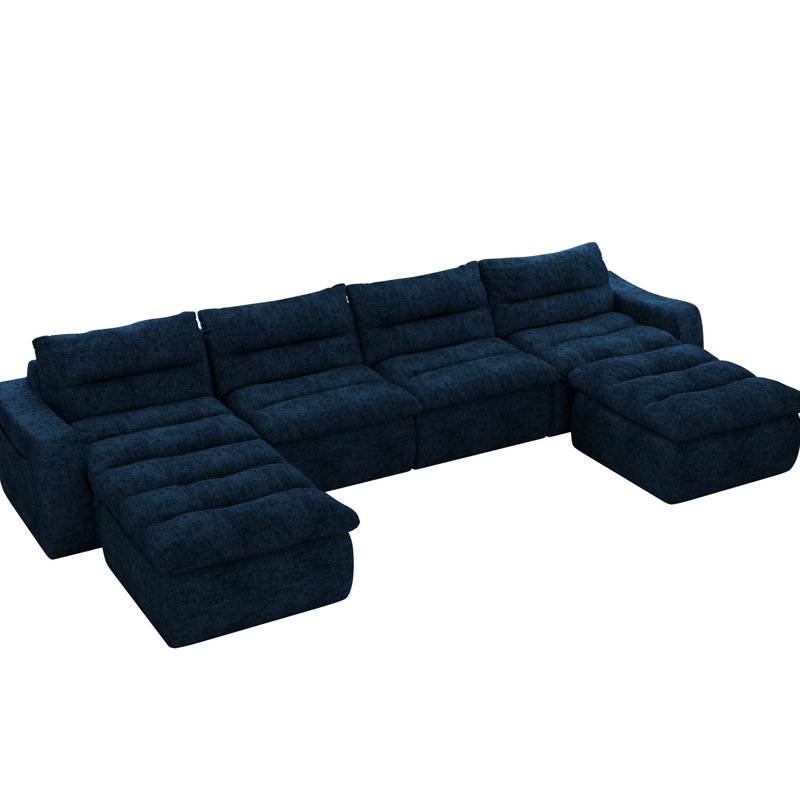 Élégante chaise longue paresseuse - bleu, mousse haute pour un repos élégant, un intérieur moderne et un séjour confortable