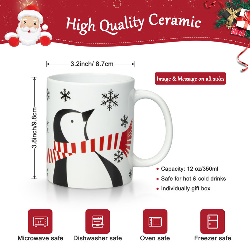 Grande tasse Jamarl, Pingouin noir / bonhomme de neige blanc
