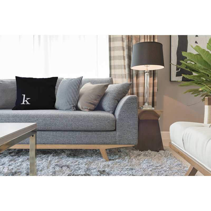 Reversible Throw Pillow, Navy Blue and White, 18" H x 18" W x 2" D, K