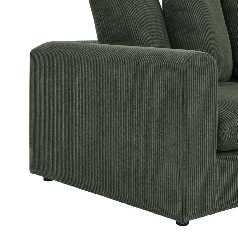Canapé modulaire rembourré 4 pièces Bensu, Velours côtelé vert