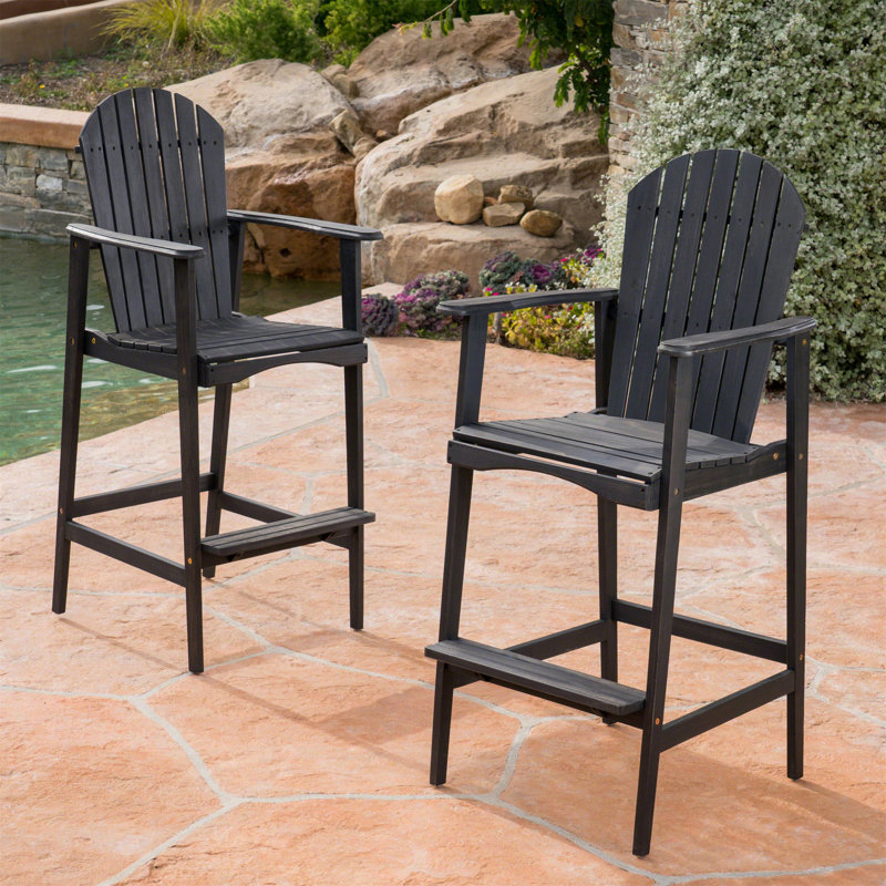 Tabourets de bar d'extérieur en bois d'acacia Adirondack, Dark Gray