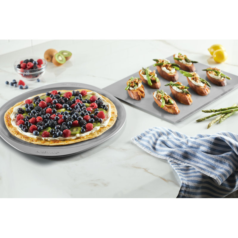 Gray Nonstick Steel Baking Sheet and Pizza Crisper Pan Set