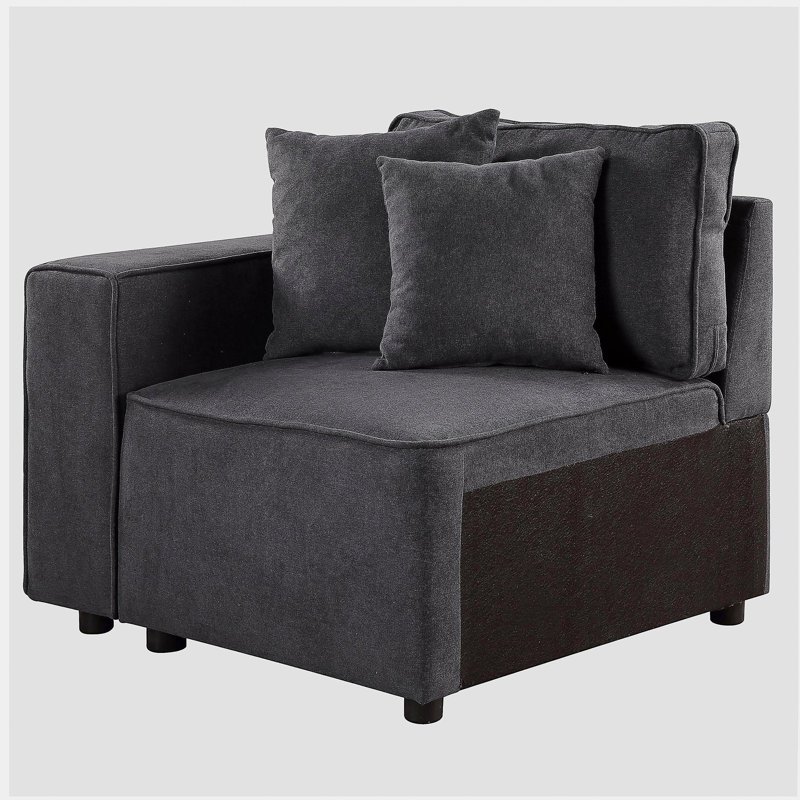 Fauteuil d'appoint gris à dossier gauche