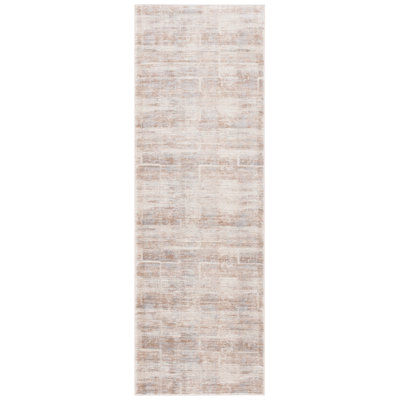 Tapis en polypropylène / polyester abstrait tissé à la machine en beige / beige clair