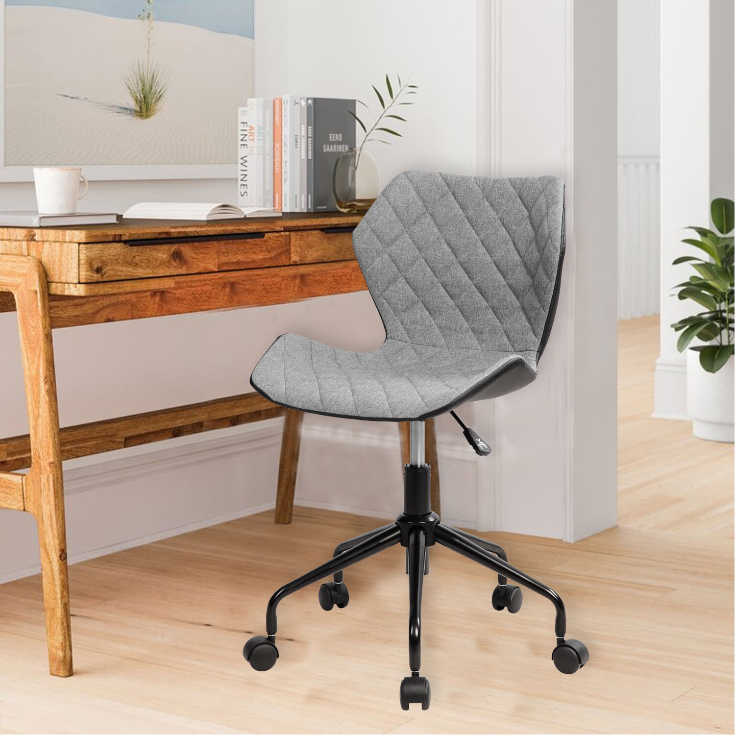 Kaycee Mid Back Task Chair Orren Ellis Upholstery Color: White