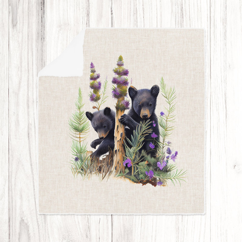 Throw Blanket, 68" W x 80" L, Animal Print/Floral, Brown/Tan/Purple/Green