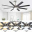 Ventilateur de plafond 66 pouces à profil bas en ABS avec lumières à intensité variable et moteur à courant continu réversible silencieux à 6 vitesses pour l'intérieur
