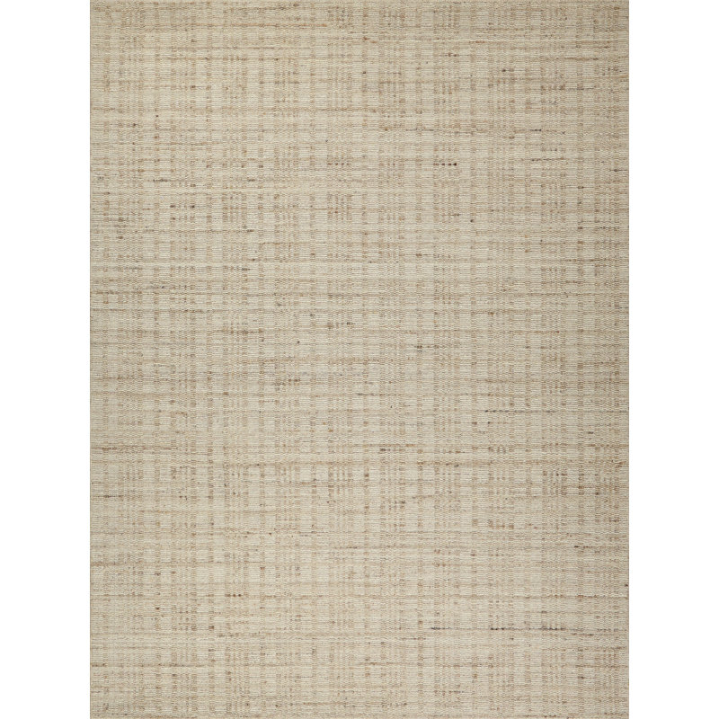 Desi hand-knotted Wool Light Silver Area Rug, Rectangle 8' x 10', Light Beige