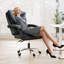 Ergonomic Mid-Back Swivel Office Chair, Executive Chair with Adjustable Lumbar Support, Soft Padded Armrests-1415928206-1415928207