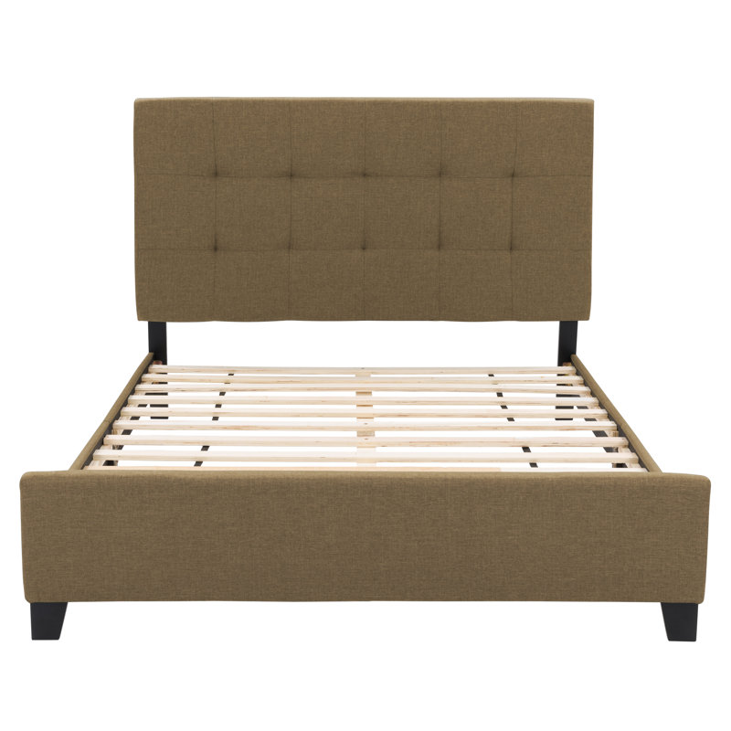 Upholstered Slat Bed, Queen, Clay
