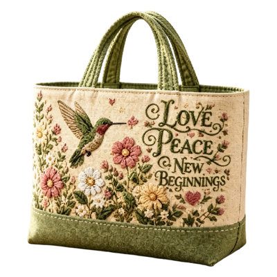 Fresh Floral Hummingbirds Patterns Handbag - Women's Large Capacity Commuters Tote Bag