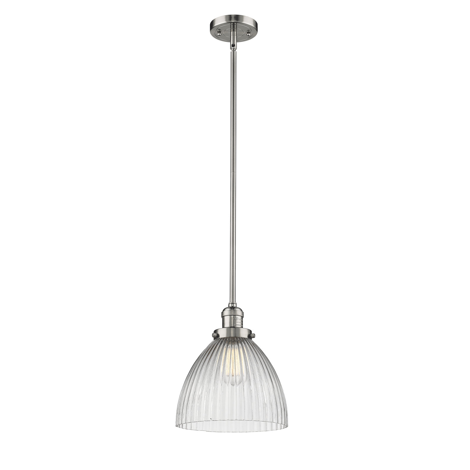 Montrose Single Light Glass Dimmable Pendant, Polished Nickel, No Bulb Included
