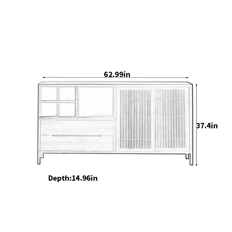 Large Capacity Solid Wood Sideboards, Burlywood