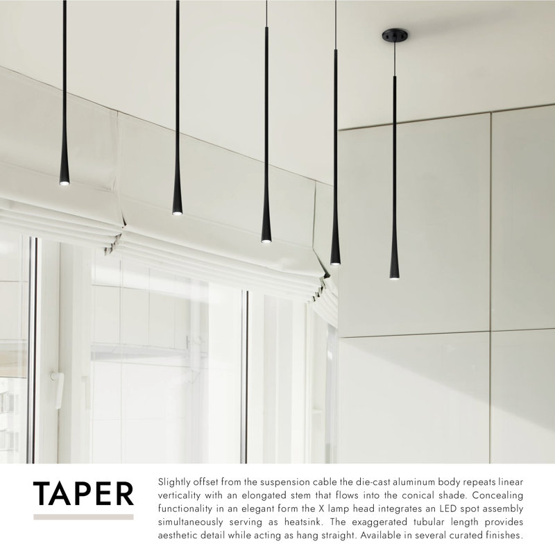 Taper 1 - Light LED Pendant, 151.75" H x 1.25" W x 1.25" D, White