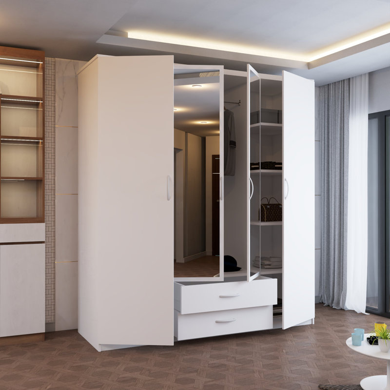 Manufactured Wood Wardrobe, White