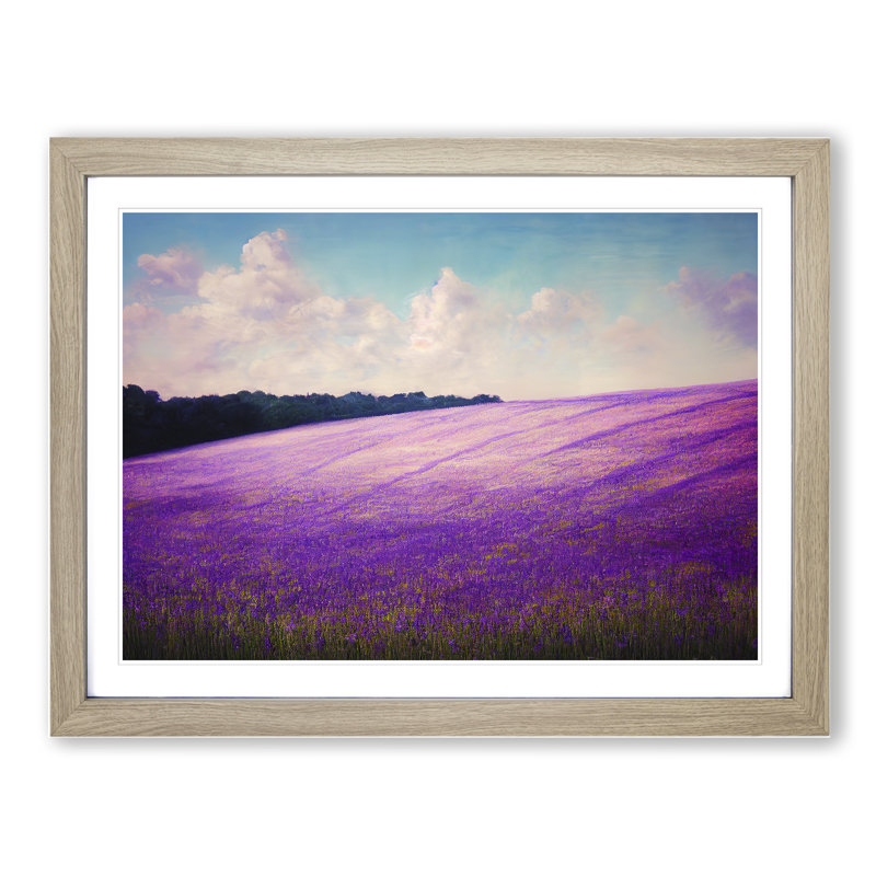 Dynamic Bluebell Field 1 Piece Single Picture Frame Painting, 25cm H x 34cm W x 2cm D, Oak