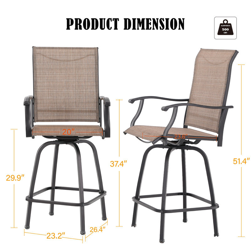 Rassie Stainless Steel Outdoor 29.9'' Bar Stool, Brown