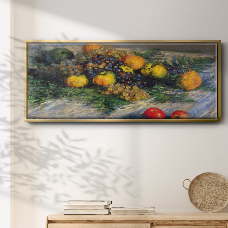 Nature morte encadrée sur toile par Claude Monet, H 12 po x l 30 po x P 1,5 po, Toile avec cadre flottant or