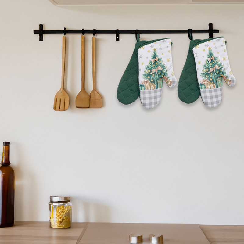 14" Oven Mitts (2Pcs) (Christmas Tree) - Set Of 2