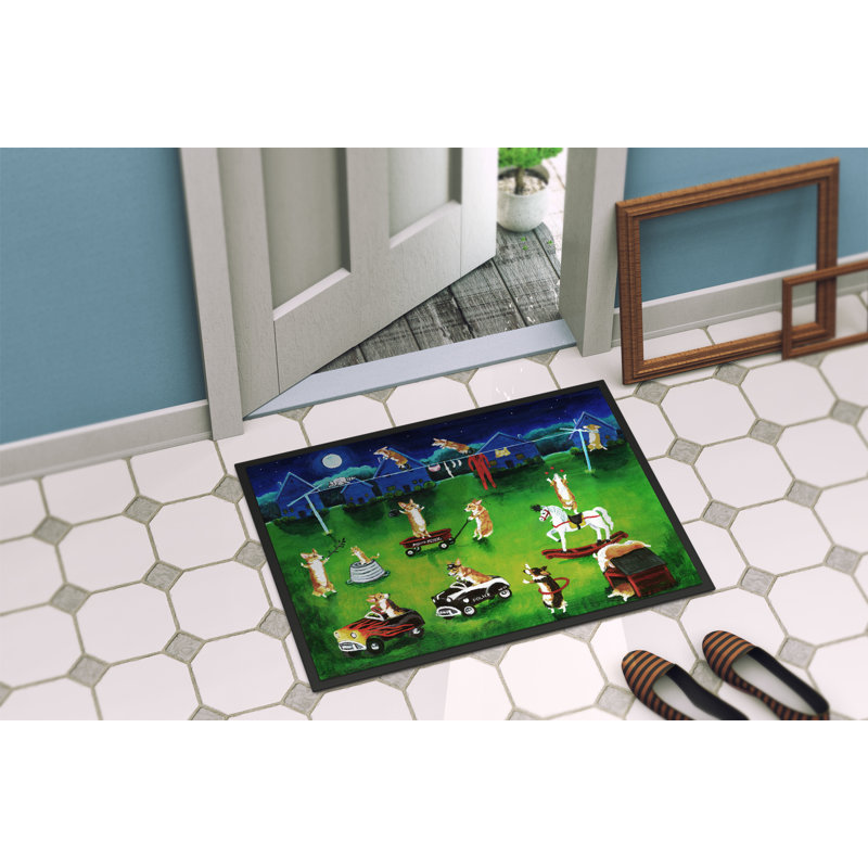 Tapis d'extérieur Corgi Backyard Circus, 1 pi 6 po x 2 pi 3 po