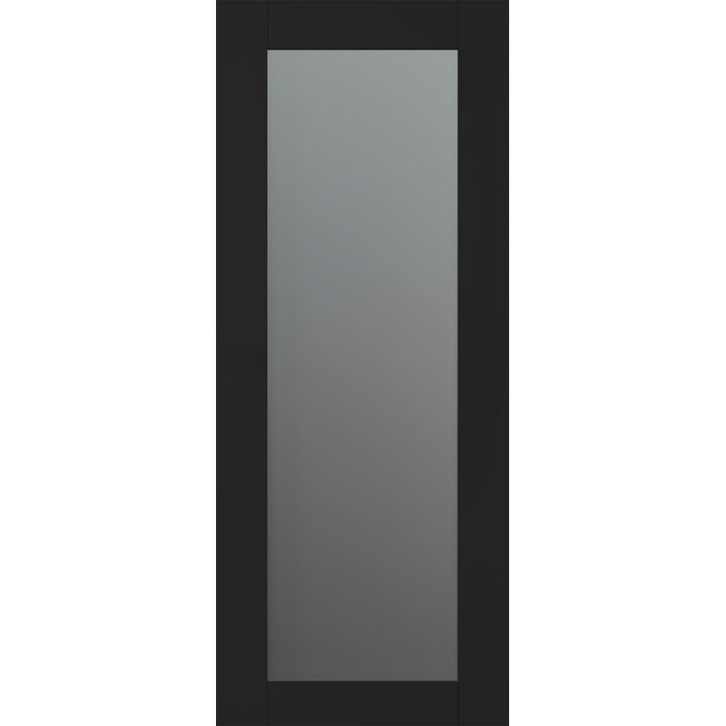 Dalle de porte en bois manufacturé et en verre massif Avon 207, 27,75 po x 79,37 po, Noir mat