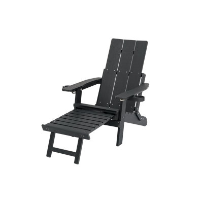 Poly Lumber Folding Adirondack Chair with Cup Holders, Ottoman and Cushion by Beachcrest Home