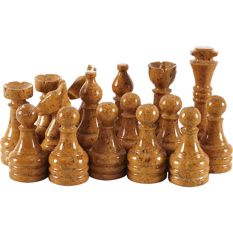 Ensemble de jeu d'échecs et de dames fait à la main noir / doré 2 en 1
