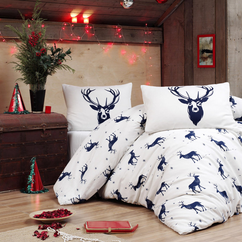 Bemis Animal Print Duvet Cover Set with Pillowcases Included, 140 x 200cm Duvet Cover + 1 Pillowcase (60 x 60), Blue