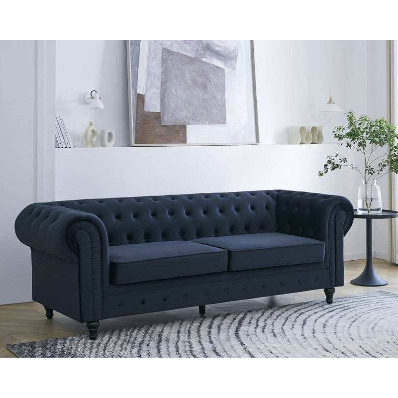Dalessandro 3 Seater Velvet Sofa, Blue