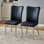 Collection 2 chaises modernes, coussins recouverts de cuir PU noir, dossiers courbés, pieds en métal, pour le restaurant, la chambre à coucher, le salon, l'assemblage manuel minimaliste minimaliste 2, dossier et siège rembourrés, convient