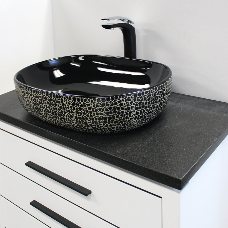 Dowell Ceramic Oval Vessel Sink, Black