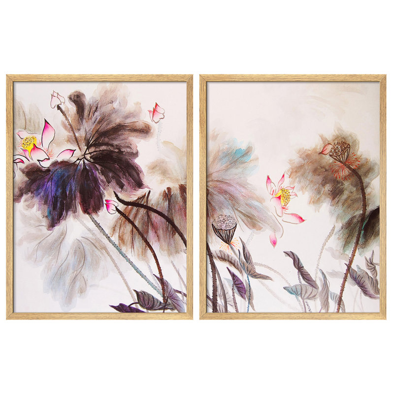 Mauve lotus moderne, impression encadrée, affiches, salle de bain, petit art mural, Naturel, H 10 po x l 8 po