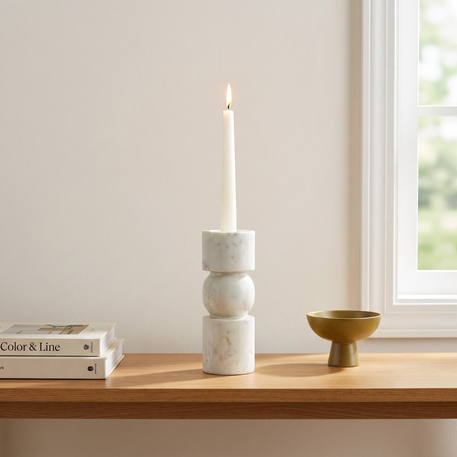 Keaton Genuine Marble Pillar Candle Holder