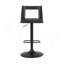 Tabouret de bar réglable pivotant en similicuir et bois noir avec base noire