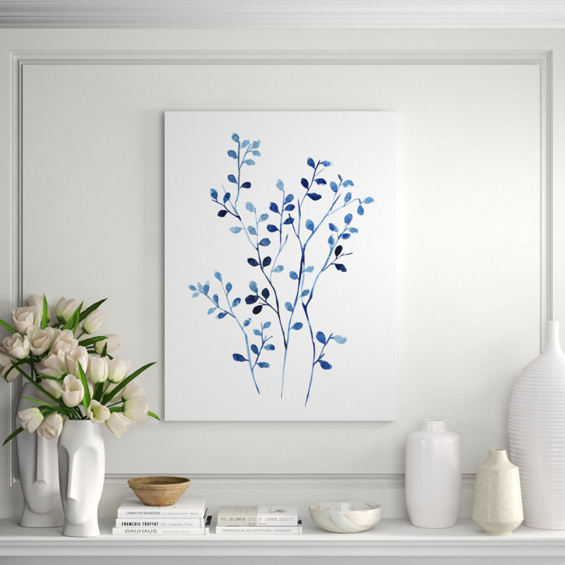 Foglie Blu IV Print by Barclay Butera, 32" H x 24" W, Image Brush Gel