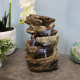 Rock and Log Tabletop Rustic Tabletop Fountain with LEDs