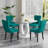 High Gloss Round Dining Table Set with 4 Velvet Dining Chairs-2044874349