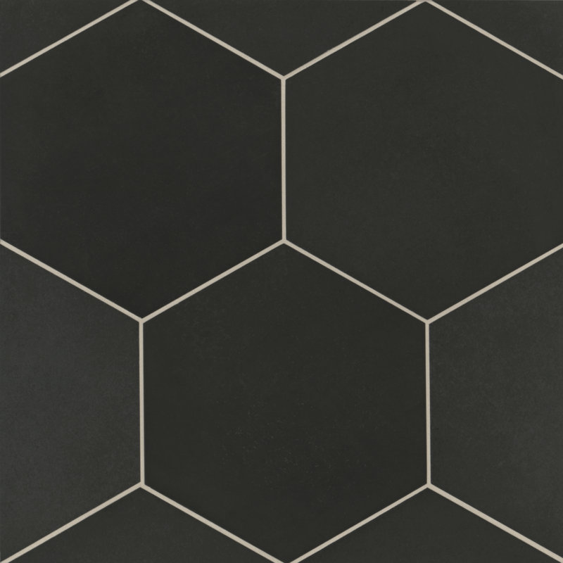 Makoto 18 Pieces - Matte Hexagon Porcelain Tile, Kuroi Black