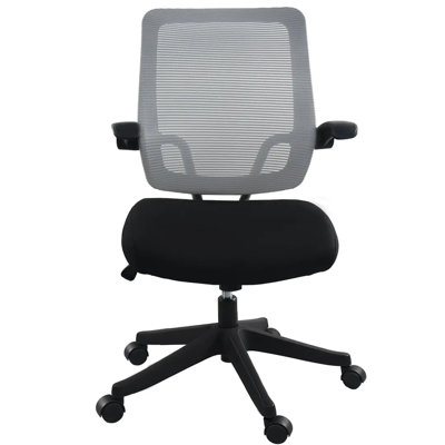 Chaise de bureau ergonomique à dossier moyen avec accoudoirs rabattables à 3 voies et roulettes silencieuses à 360 ° - Chaise de bureau d'ordinateur en filet respirant, support lombaire réglable, conception pliable peu encombrante - Multifonctionnel 