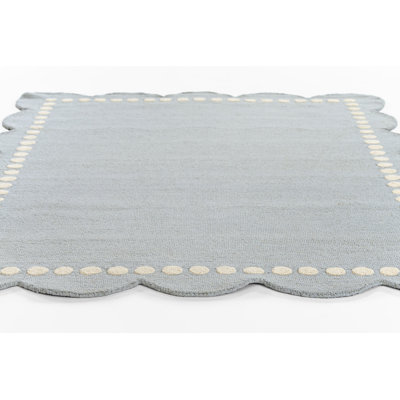 Lola Hand Tufted Wool Solid Blue Area Rug 2'3" X 8' Runner