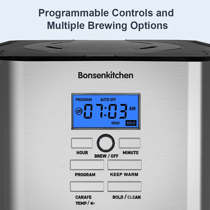 Bonsenkitchen 12-Cup Drip Coffee Maker