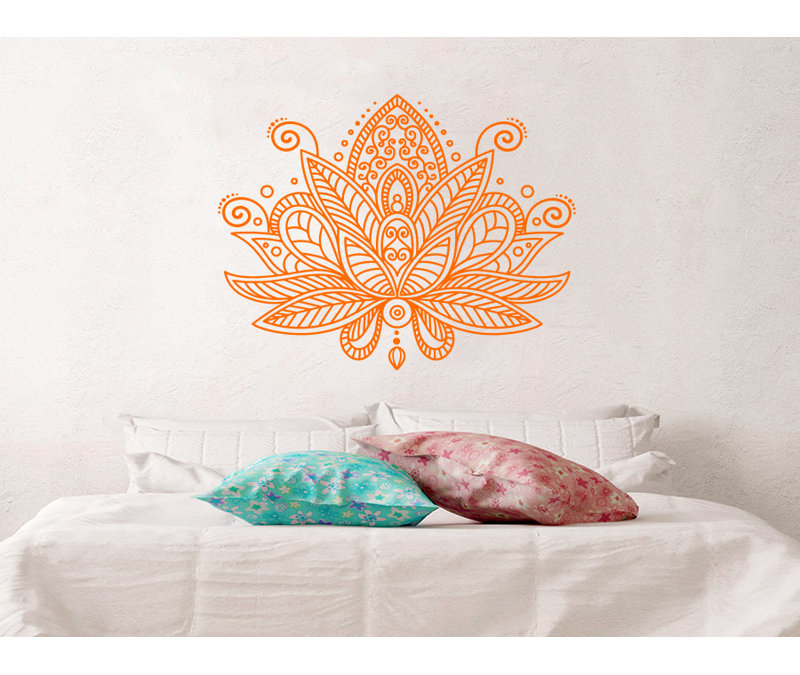 Décalcomanie murale fleur mandala lotus Estrella, Orange