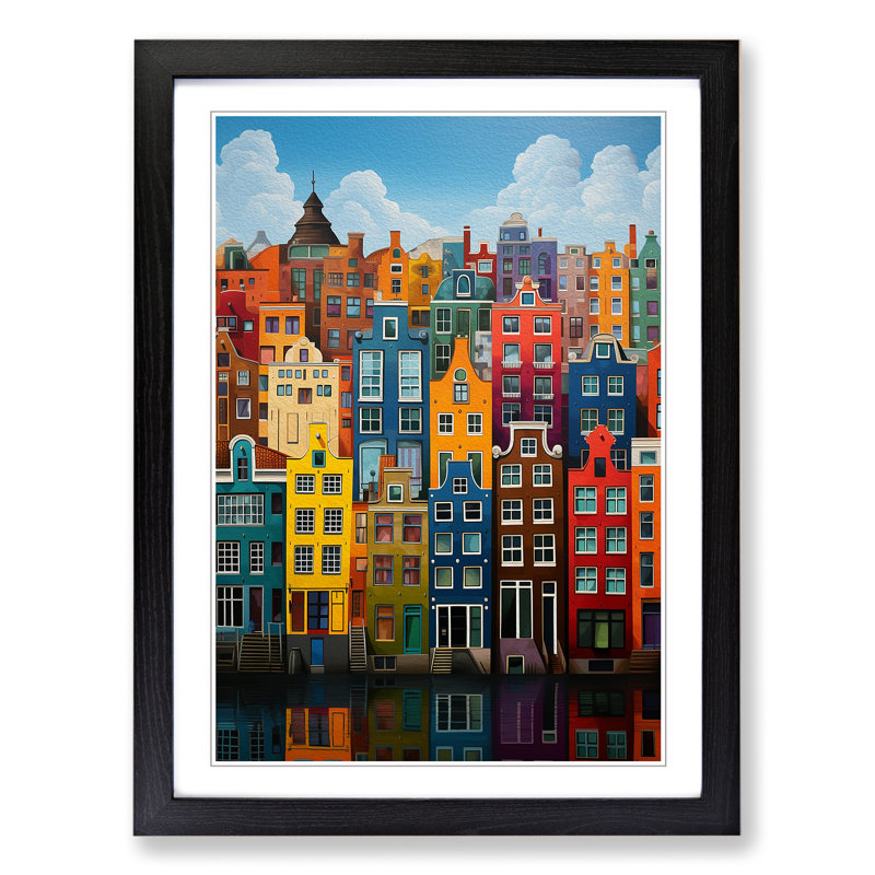 Amsterdam Colour Field Framed Print, Black , 46cm H x 34cm W x 2cm D