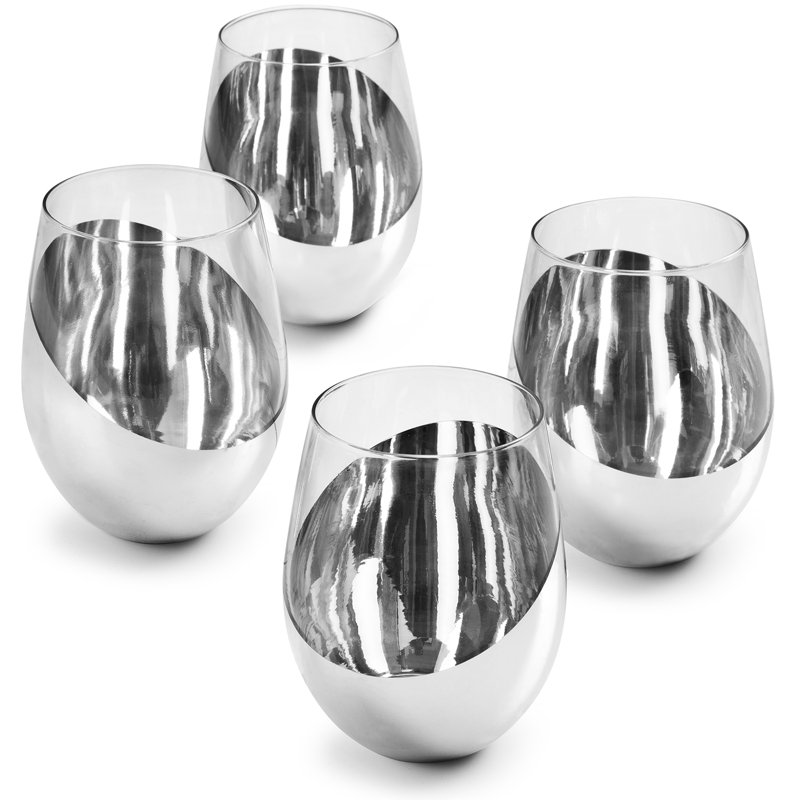 Naydeen 17oz. Wine Glass Set, Silver