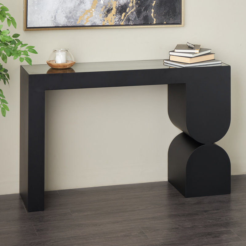 Cole And Grey Metal Geometric Console Table With Stacked Arched Table Leg